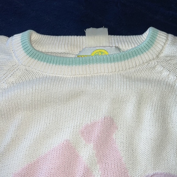 NAF NAF. VINTAGE. 1980’s SWEATER. WHITE W/PASTEL COLORS. NOSTALGIC. SUPER SOFT - Picture 3 of 12